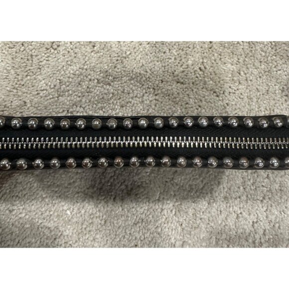 Black Studded Leather Wallet With Zipper & Multiple Compartments Charming Charli - Picture 3 of 10